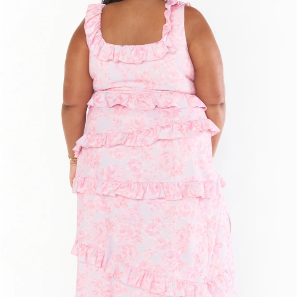 Show Me Your MuMu Greta Blushing Pink Floral Ruffle Dress - Picture 3 of 4